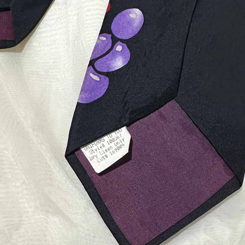 Fruit Patterned Tie in Black with Red, Yellow, Green & Purple